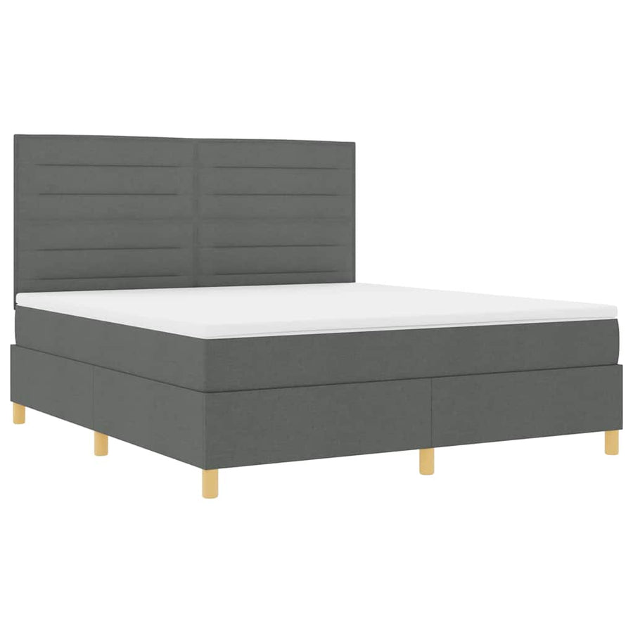 LED Box Spring Bed met matras Donkergrijs 180 x 200 cm Stof