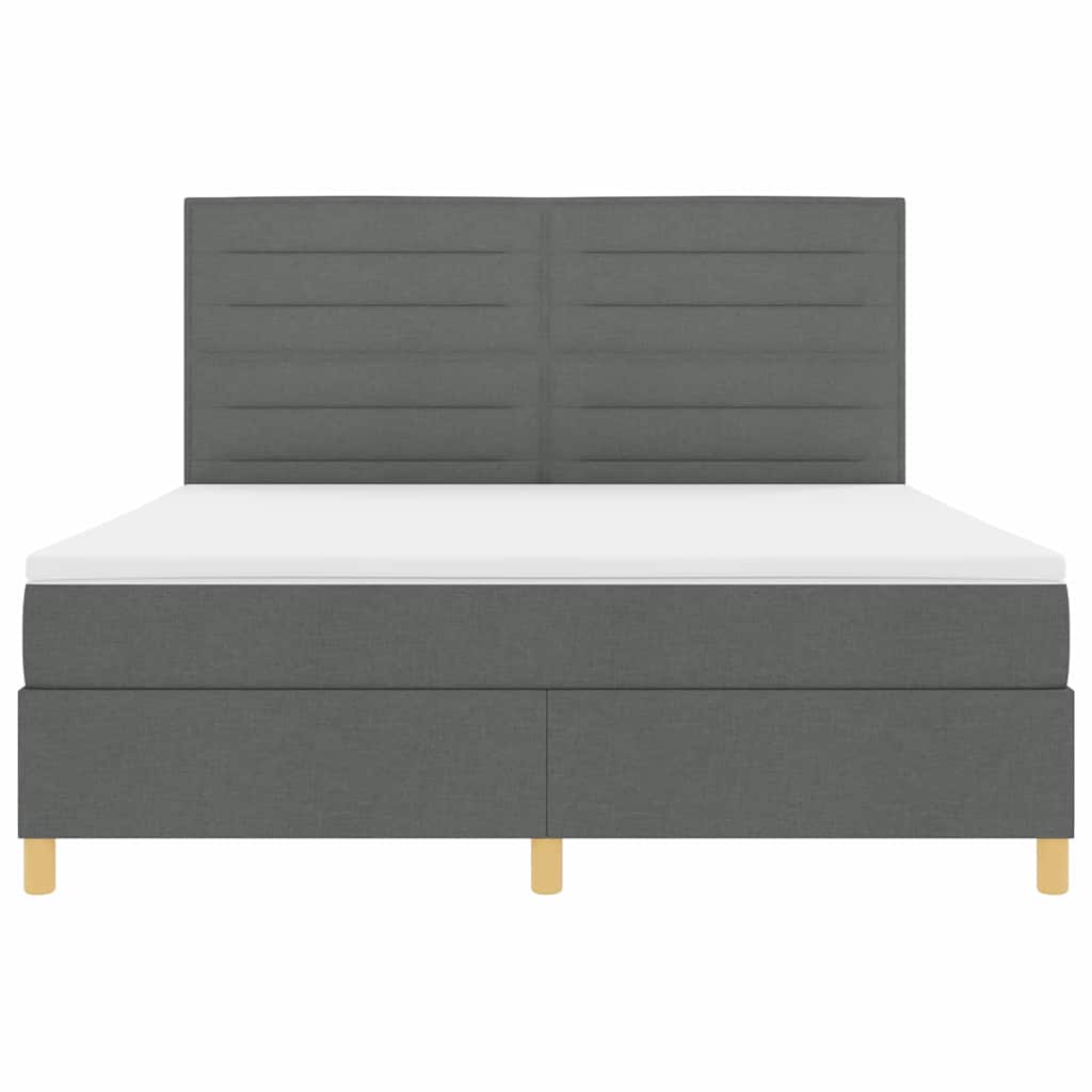 LED Box Spring Bed met matras Donkergrijs 180 x 200 cm Stof