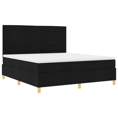 Boxspring bed met matras met hoofdeinde Zwart 180 x 200 cm Stof
