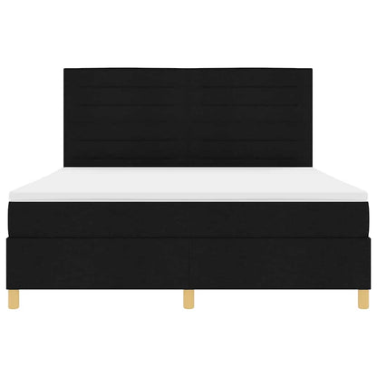 Boxspring bed met matras met hoofdeinde Zwart 180 x 200 cm Stof