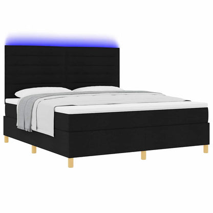 Boxspring bed met matras met hoofdeinde Zwart 180 x 200 cm Stof