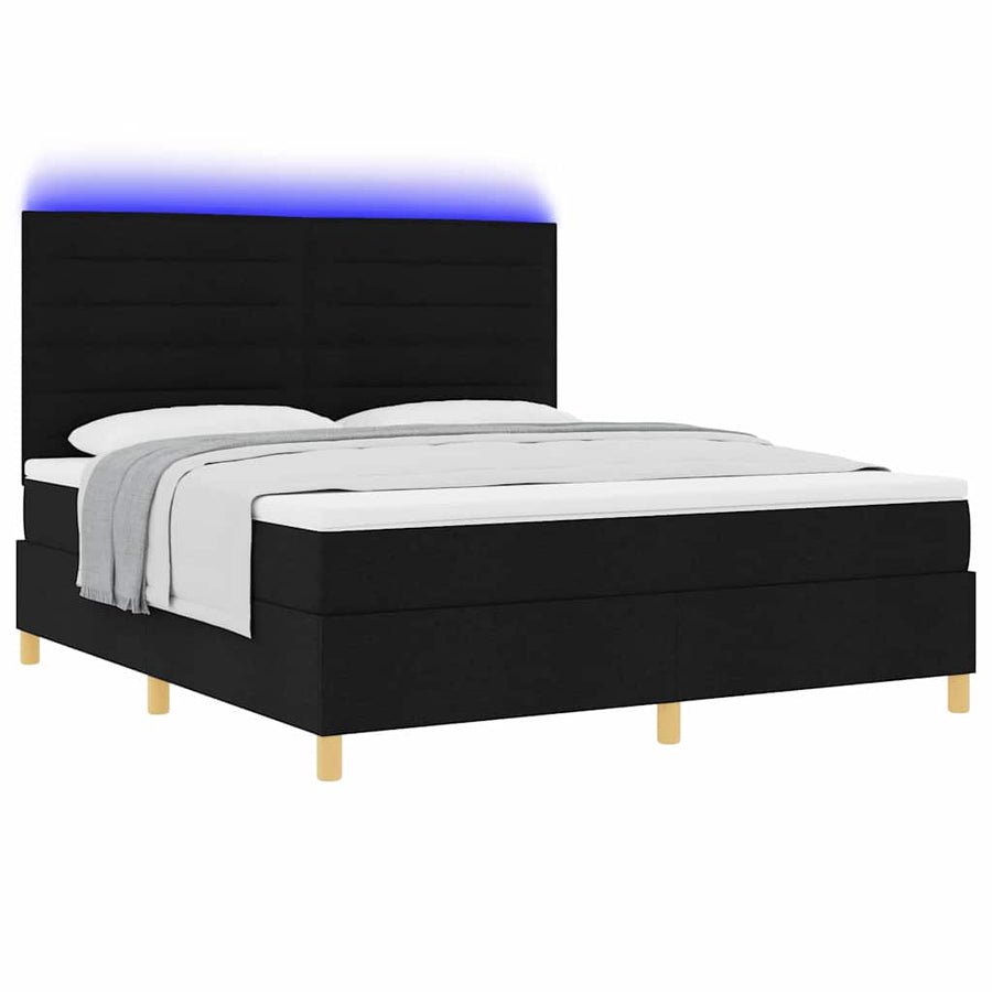 Boxspring bed met matras met hoofdeinde Zwart 180 x 200 cm Stof