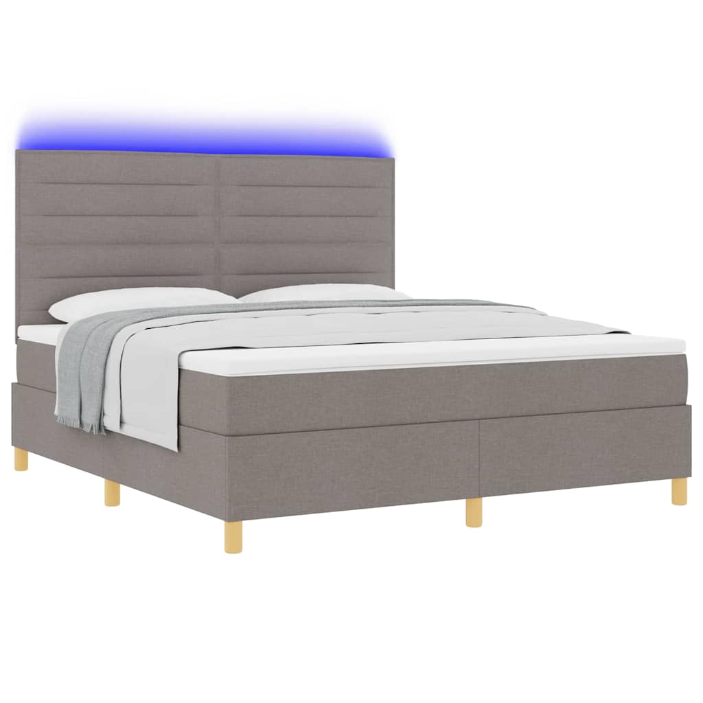 LED Box Spring Bed met matras Taupe 180 x 200 cm Stof