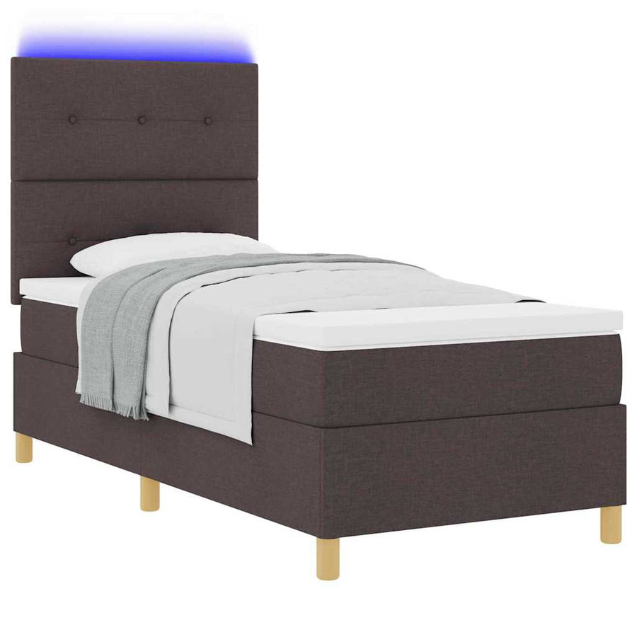 Boxspring bed met matras Donkerbruin 90 x 190 cm Stof