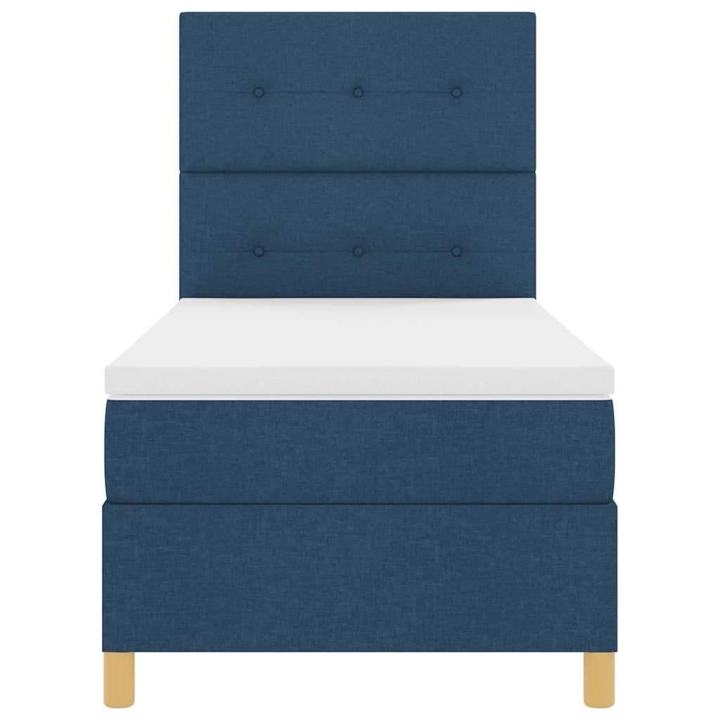 LED Box Spring Bed met hoofdeinde Blauw 90 x 200 cm Stof