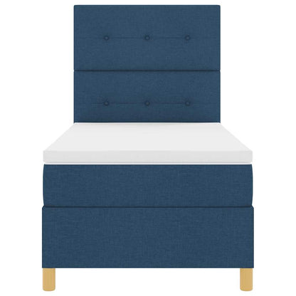 LED Box Spring Bed met hoofdeinde Blauw 90 x 200 cm Stof