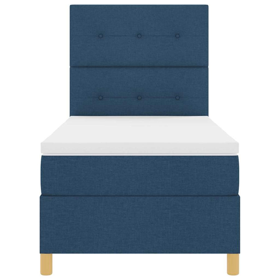 LED Box Spring Bed met hoofdeinde Blauw 90 x 200 cm Stof