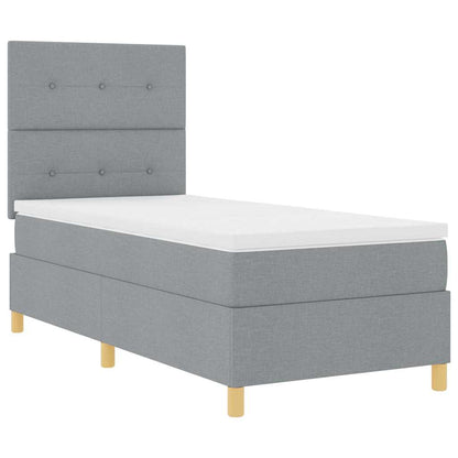 LED Box Spring Bed met hoofdeinde Lichtgrijs 100 x 200 cm Stof