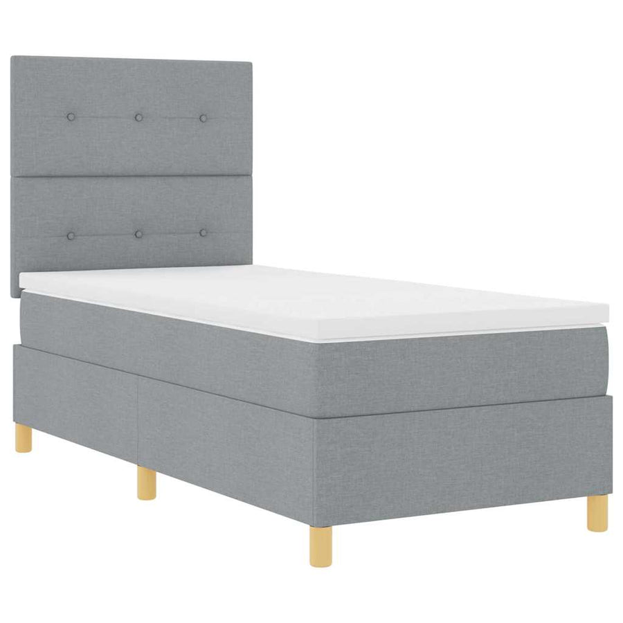 LED Box Spring Bed met hoofdeinde Lichtgrijs 100 x 200 cm Stof