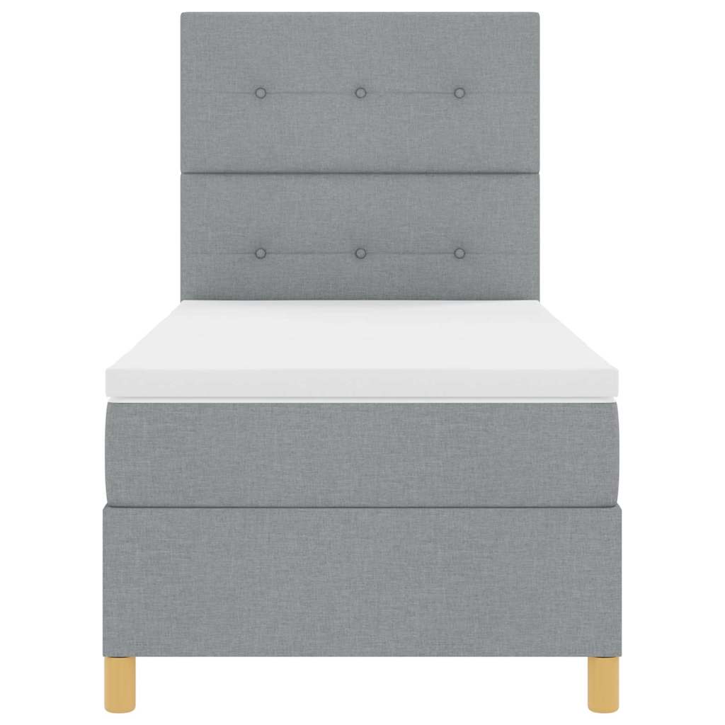 LED Box Spring Bed met hoofdeinde Lichtgrijs 100 x 200 cm Stof