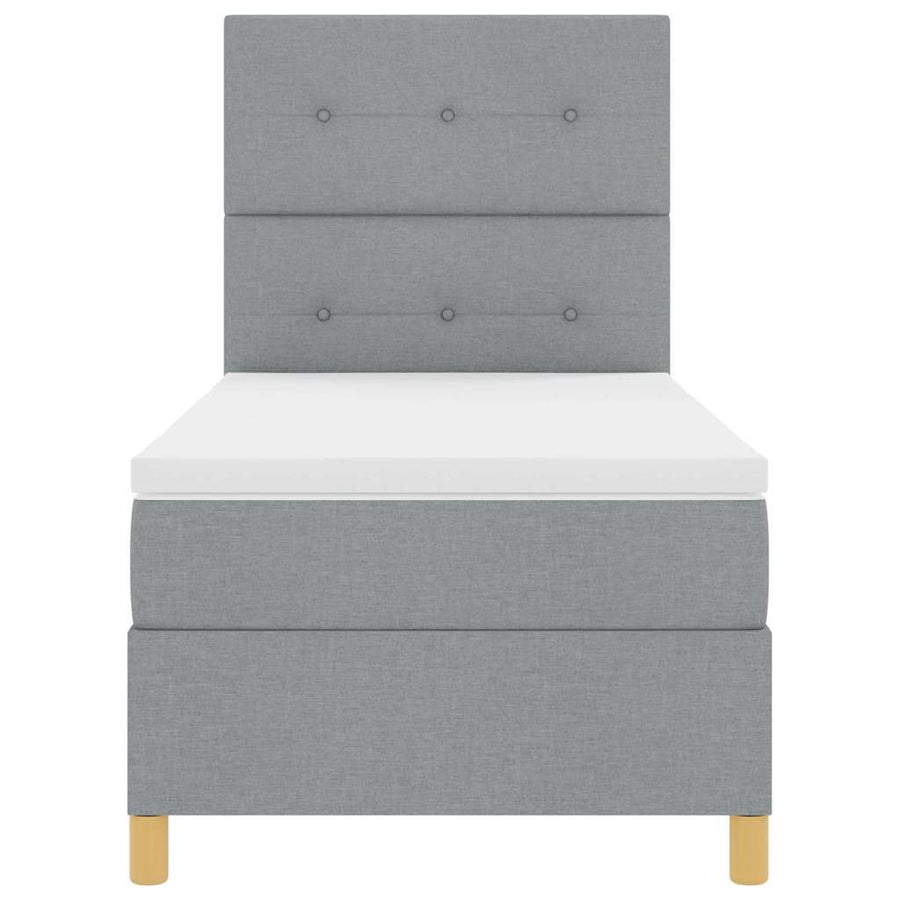 LED Box Spring Bed met hoofdeinde Lichtgrijs 100 x 200 cm Stof