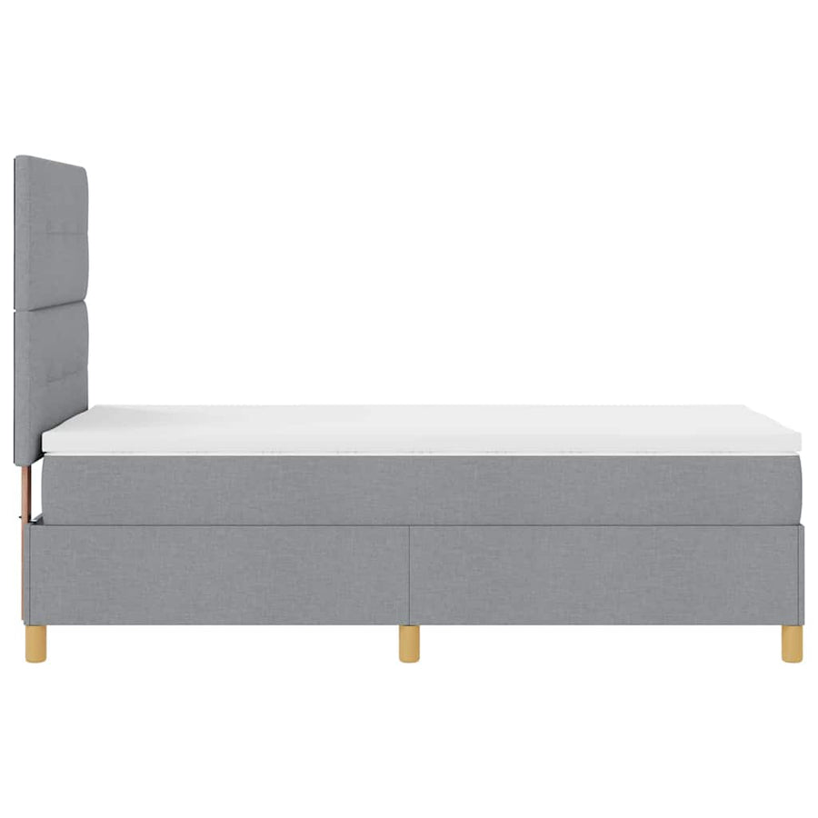LED Box Spring Bed met hoofdeinde Lichtgrijs 100 x 200 cm Stof