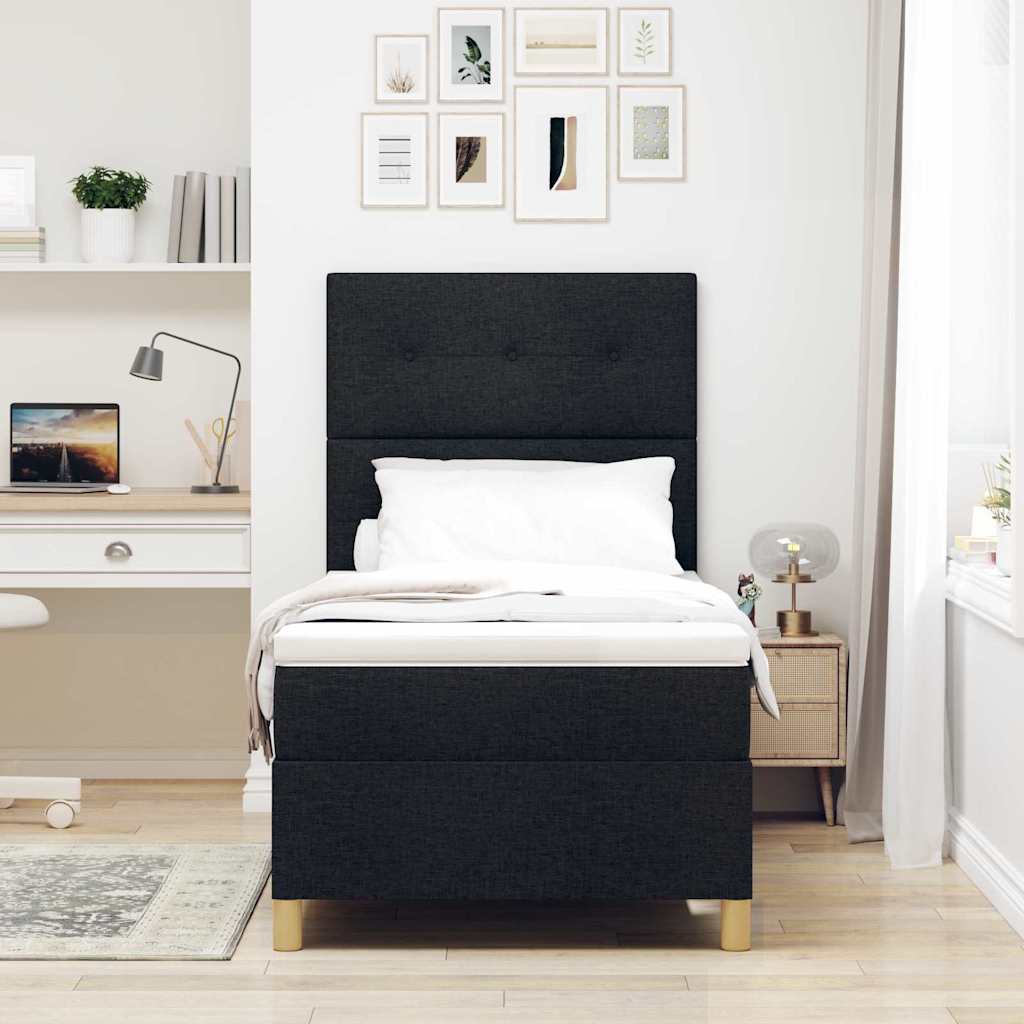 LED Box Spring Bed met hoofdeinde Zwart 100 x 200 cm Stof