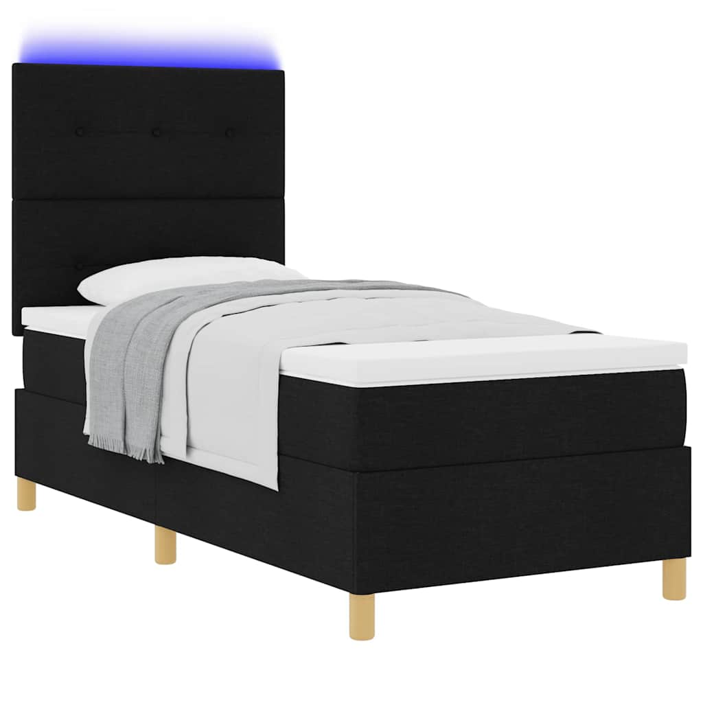 LED Box Spring Bed met hoofdeinde Zwart 100 x 200 cm Stof