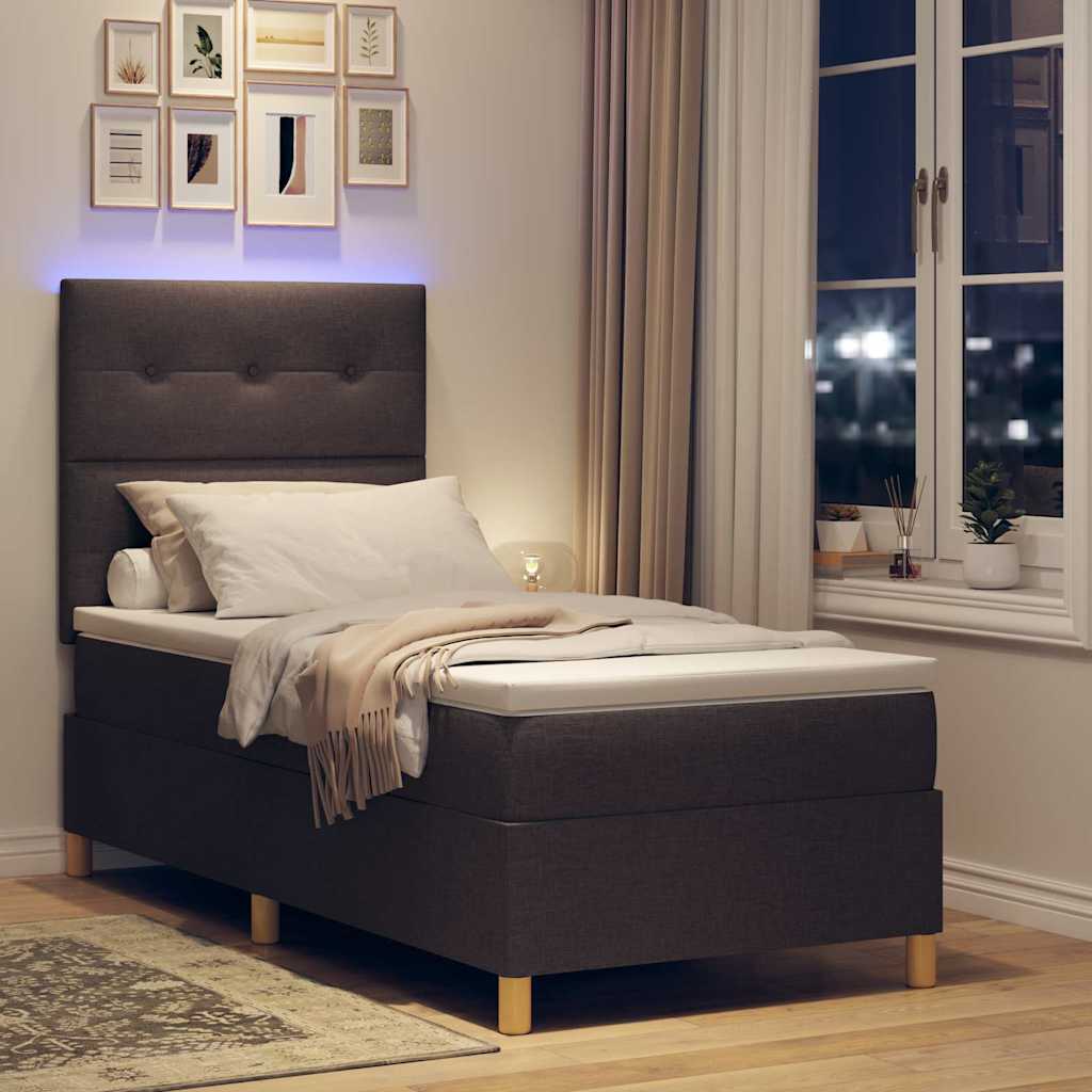 LED Box Spring Bed met hoofdeinde Donkerbruin 100 x 200 cm Stof