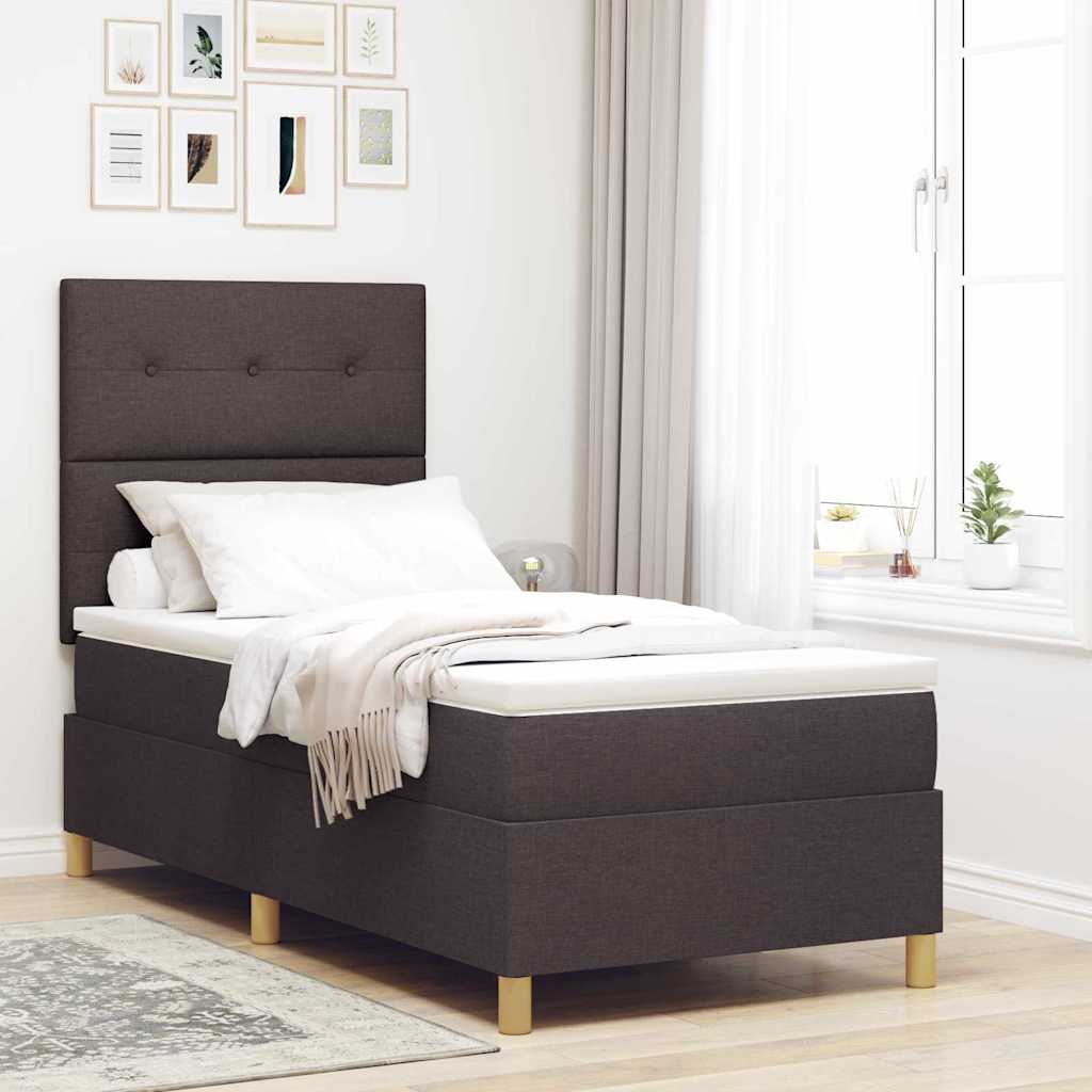 LED Box Spring Bed met hoofdeinde Donkerbruin 100 x 200 cm Stof