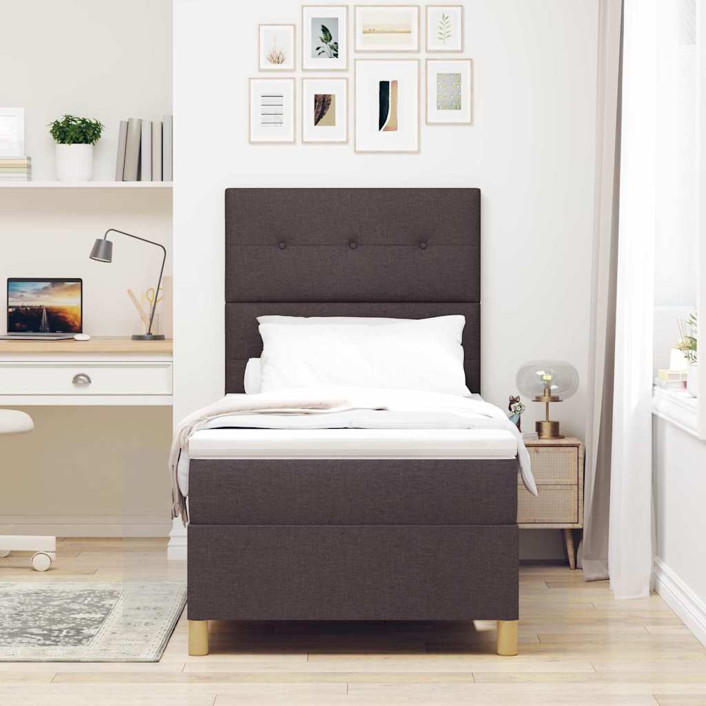 LED Box Spring Bed met hoofdeinde Donkerbruin 100 x 200 cm Stof