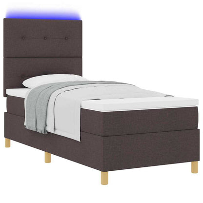 LED Box Spring Bed met hoofdeinde Donkerbruin 100 x 200 cm Stof