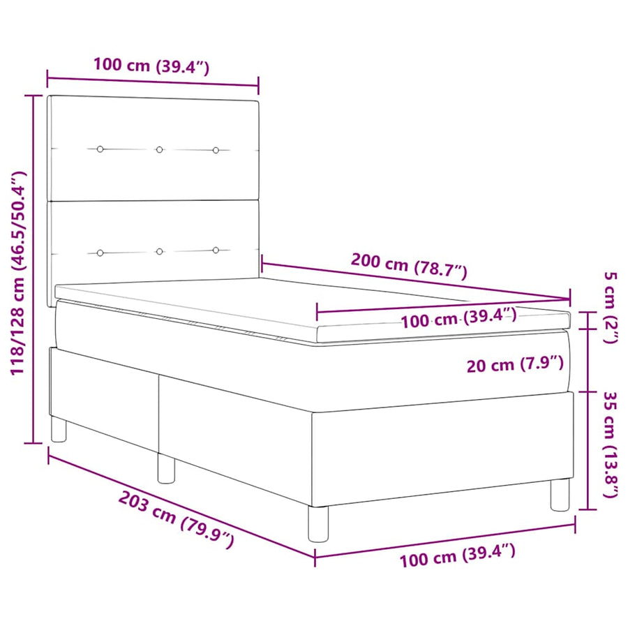 LED Box Spring Bed met hoofdeinde Donkerbruin 100 x 200 cm Stof