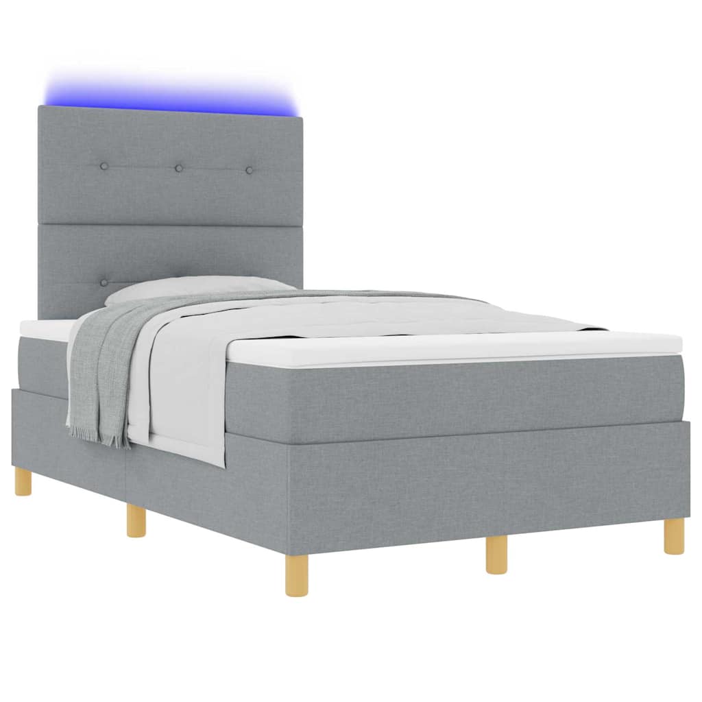 LED Box Spring Bed met hoofdeinde Lichtgrijs 120 x 190 cm Stof