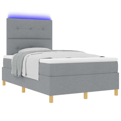 LED Box Spring Bed met hoofdeinde Lichtgrijs 120 x 190 cm Stof