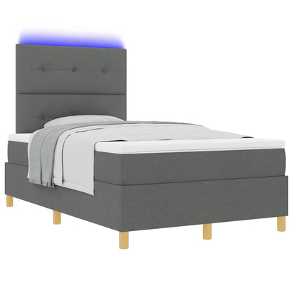 LED Box Spring Bed met hoofdeinde Donkergrijs 120 x 190 cm Stof