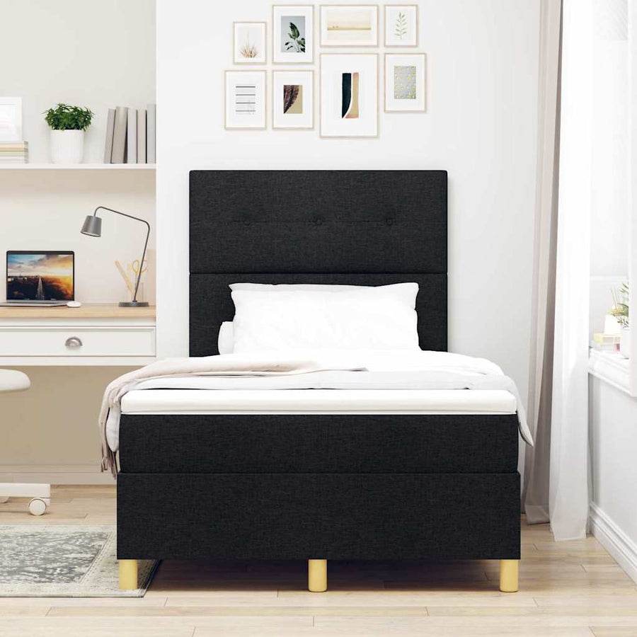 LED Box Spring Bed met hoofdeinde Zwart 120 x 190 cm Stof