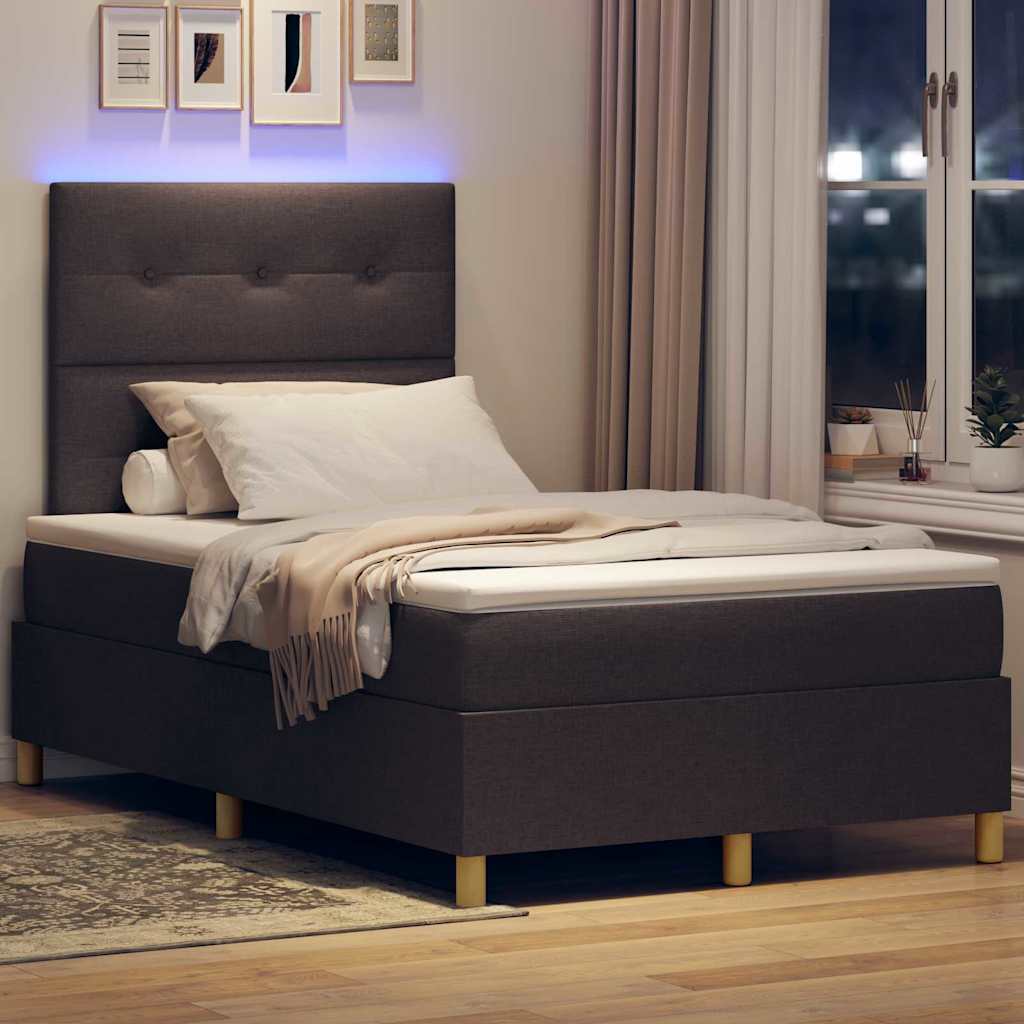 LED Box Spring Bed met hoofdeinde Donkerbruin 120 x 190 cm Stof