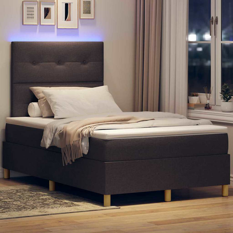 LED Box Spring Bed met hoofdeinde Donkerbruin 120 x 190 cm Stof