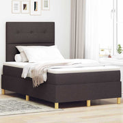 Boxspring bed 120x190 cm donkerbruin stof met led hoofdeinde