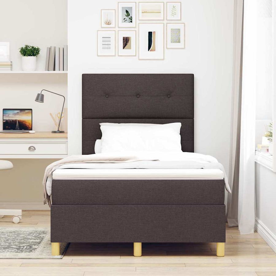LED Box Spring Bed met hoofdeinde Donkerbruin 120 x 190 cm Stof