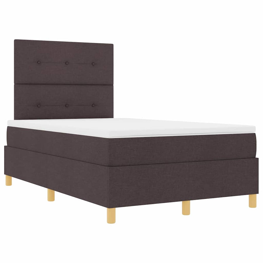 LED Box Spring Bed met hoofdeinde Donkerbruin 120 x 190 cm Stof