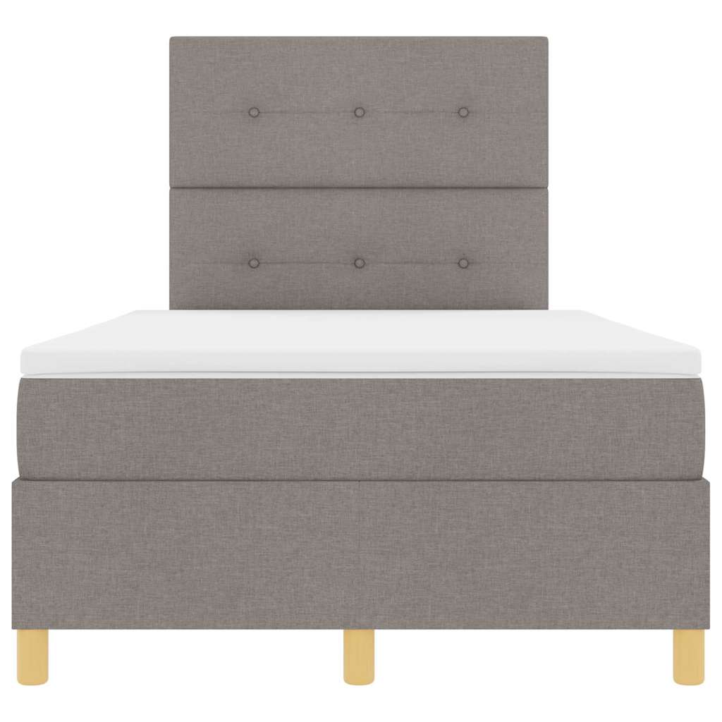 Led Box Spring Bed Met Matras Stof Taupe 120 x 190 cm Knopgecontracteerd