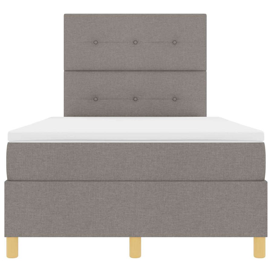 Led Box Spring Bed Met Matras Stof Taupe 120 x 190 cm Knopgecontracteerd