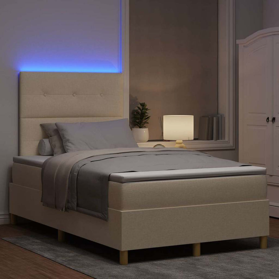 Boxspring bed met matras met hoofdeinde Crème 120 x 190 cm Stof