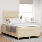 LED Box Spring Bed with mattress Cream 120 x 190 cm Fabric