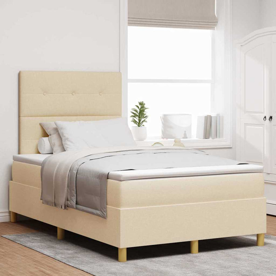 Boxspring bed met matras met hoofdeinde Crème 120 x 190 cm Stof