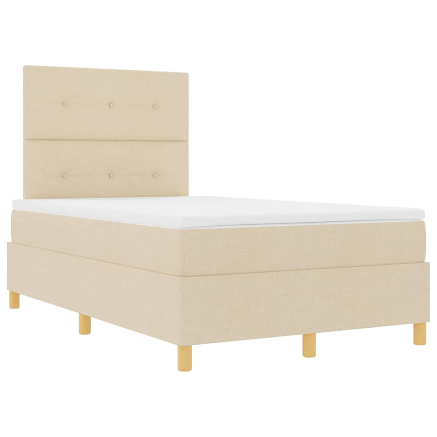 Boxspring bed met matras met hoofdeinde Crème 120 x 190 cm Stof
