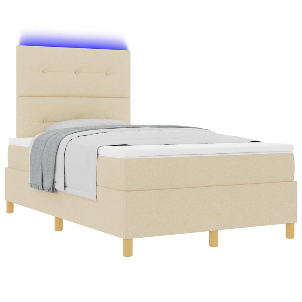 Boxspring bed met matras met hoofdeinde Crème 120 x 190 cm Stof