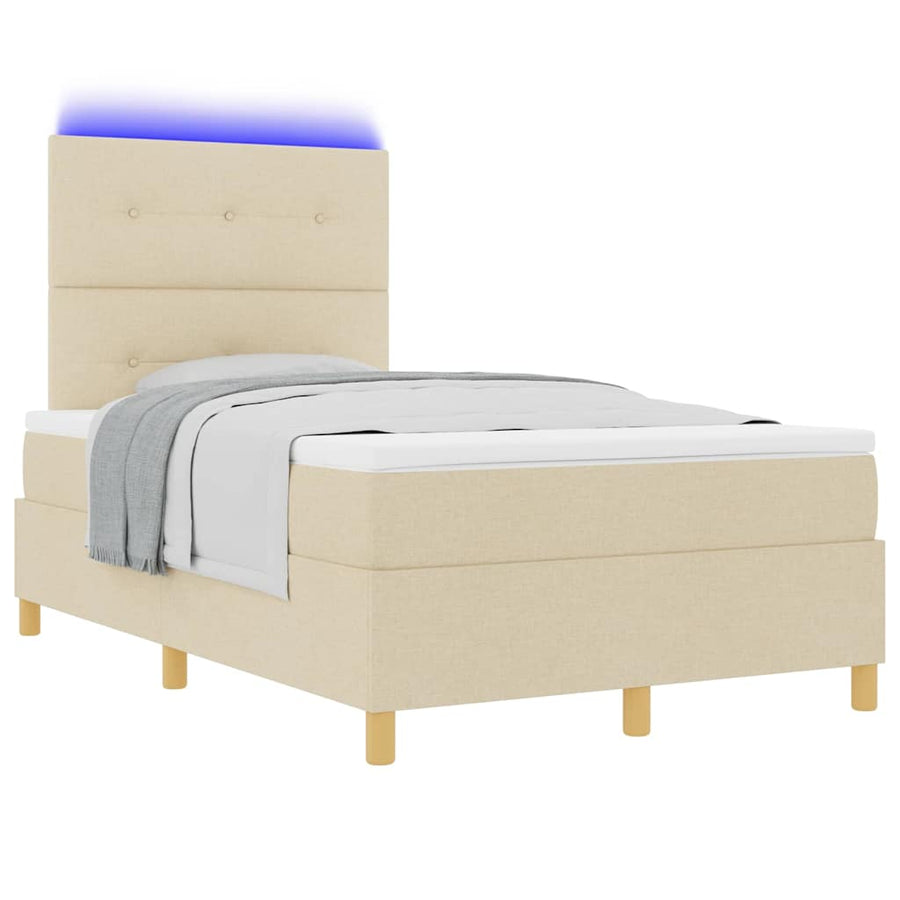 Boxspring bed met matras met hoofdeinde Crème 120 x 190 cm Stof