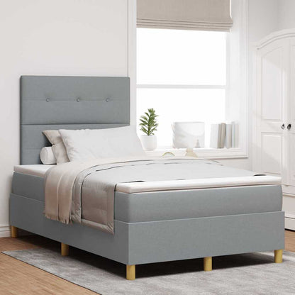 LED Box Spring Bed met hoofdeinde Lichtgrijs 120 x 200 cm Stof