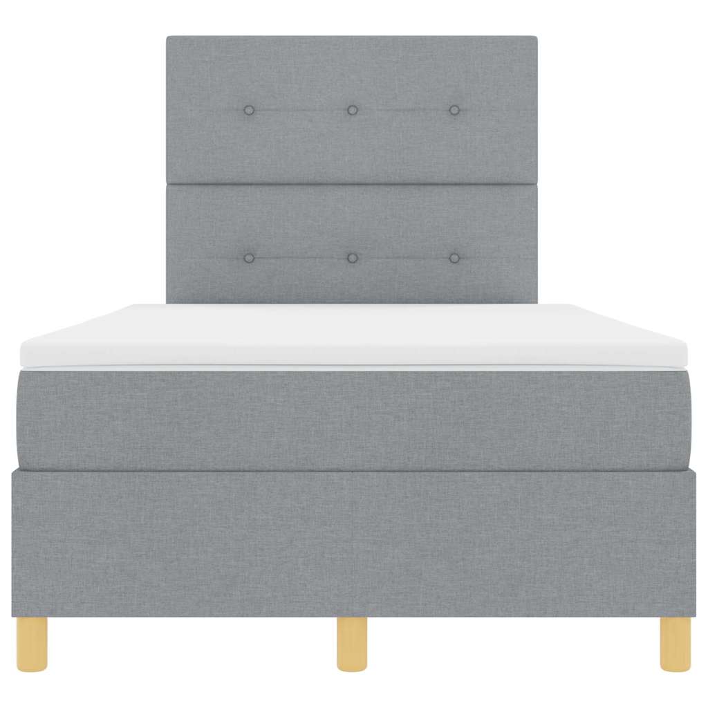LED Box Spring Bed met hoofdeinde Lichtgrijs 120 x 200 cm Stof