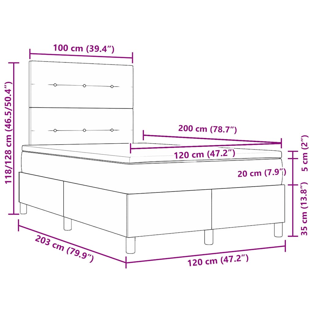 LED Box Spring Bed met hoofdeinde Lichtgrijs 120 x 200 cm Stof