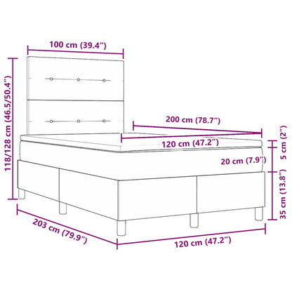 LED Box Spring Bed met hoofdeinde Lichtgrijs 120 x 200 cm Stof