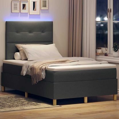 LED Box Spring Bed met hoofdeinde Donkergrijs 120 x 200 cm Stof