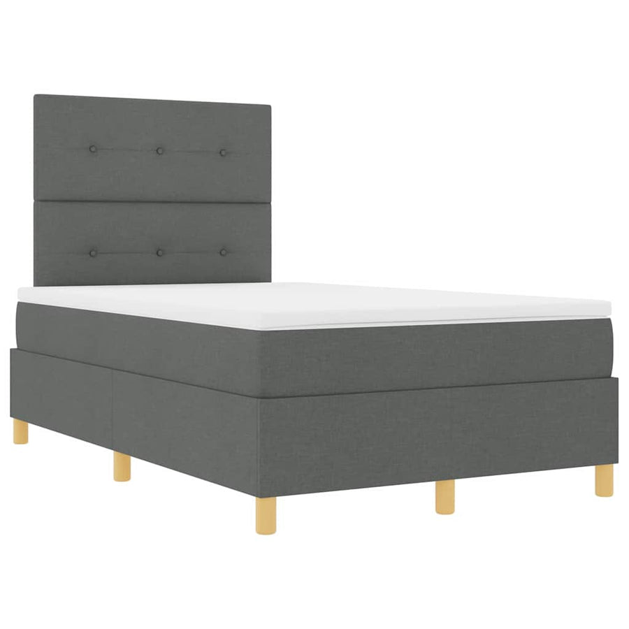 LED Box Spring Bed met hoofdeinde Donkergrijs 120 x 200 cm Stof