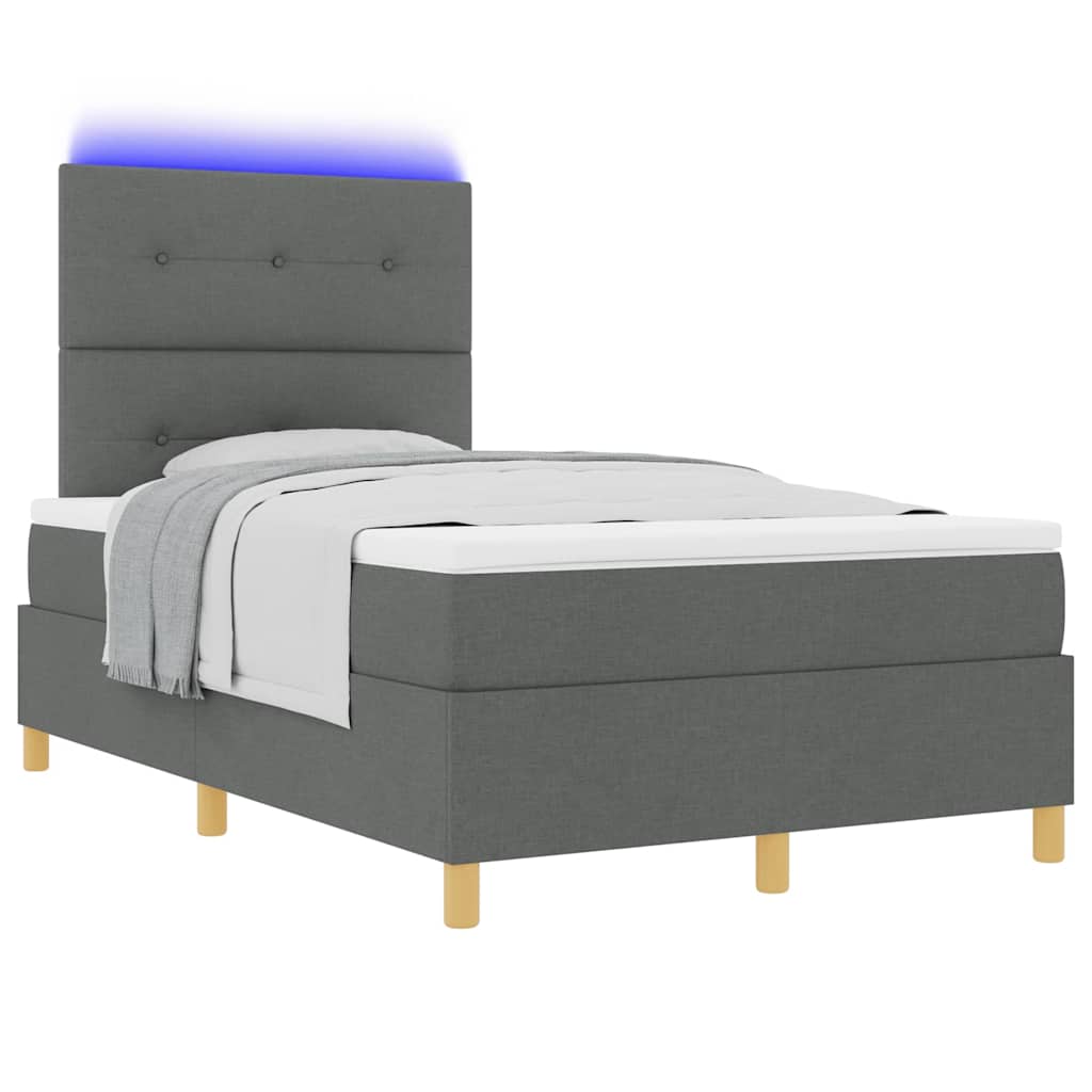 LED Box Spring Bed met hoofdeinde Donkergrijs 120 x 200 cm Stof