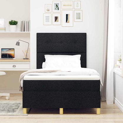 LED Box Spring Bed met hoofdeinde Zwart 120 x 200 cm Stof