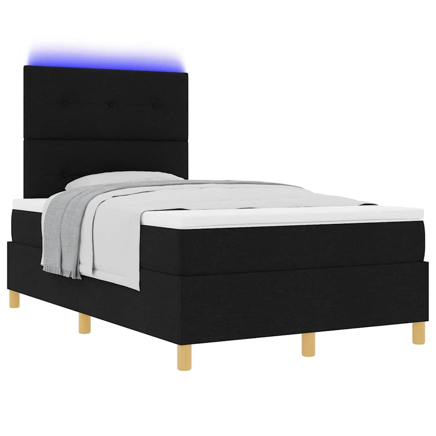 LED Box Spring Bed met hoofdeinde Zwart 120 x 200 cm Stof