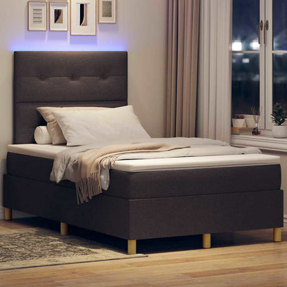 LED Box Spring Bed met hoofdeinde Donkerbruin 120 x 200 cm Stof